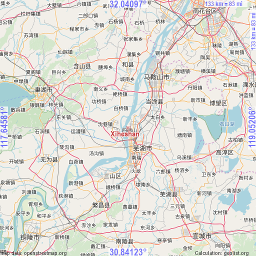 Xiheshan on map