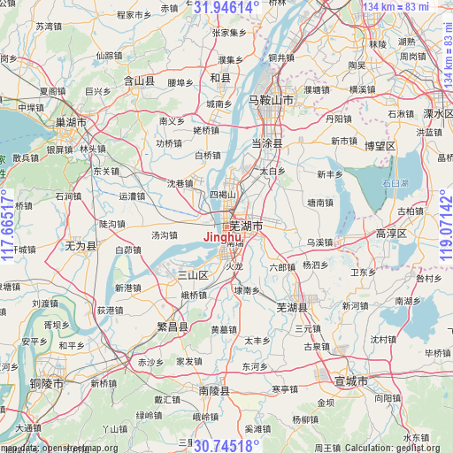 Jinghu on map