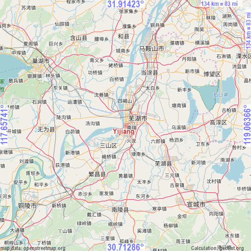 Yijiang on map