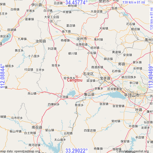 Cangtou on map