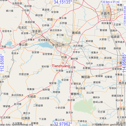 Tianzhuang on map