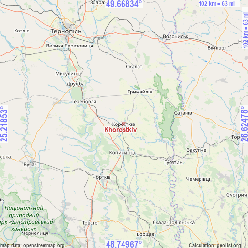 Khorostkiv on map