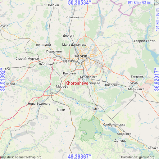 Khorosheve on map
