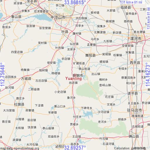 Yuanling on map