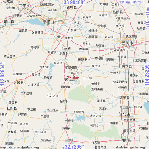 Zhulan on map