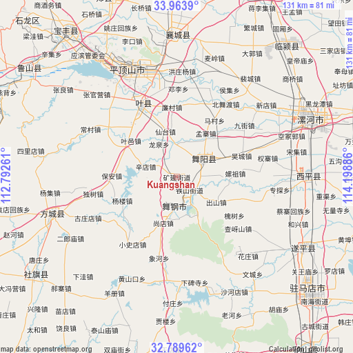 Kuangshan on map