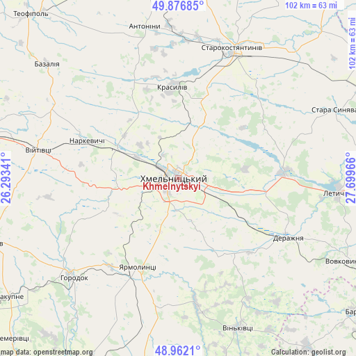 Khmelnytskyi on map
