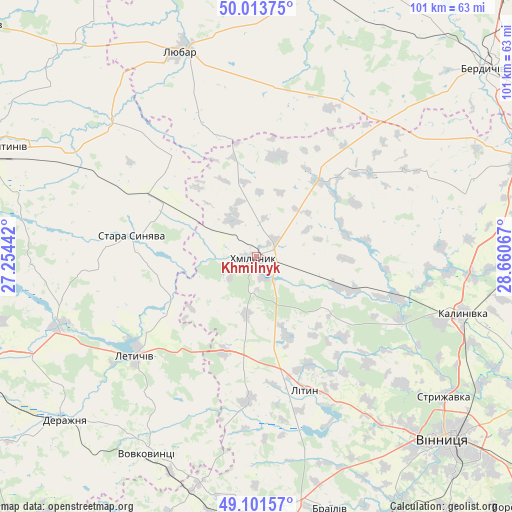 Khmilnyk on map