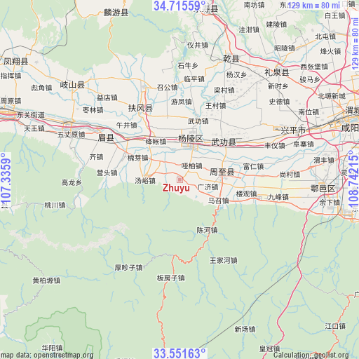 Zhuyu on map