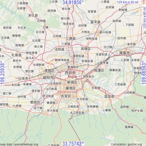 Xujia on map