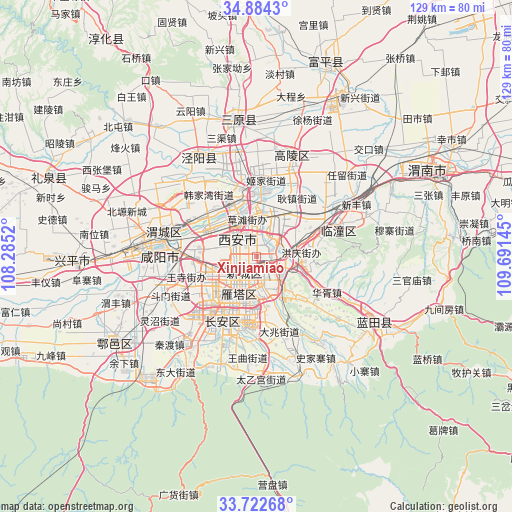 Xinjiamiao on map