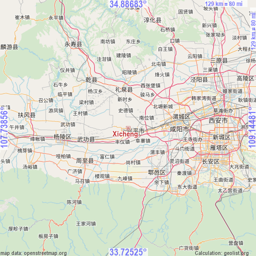 Xicheng on map