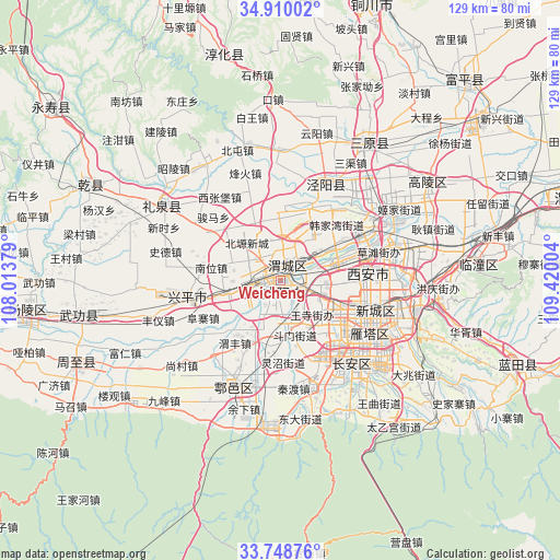 Weicheng on map