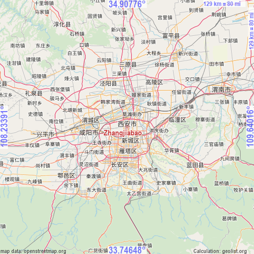 Zhangjiabao on map
