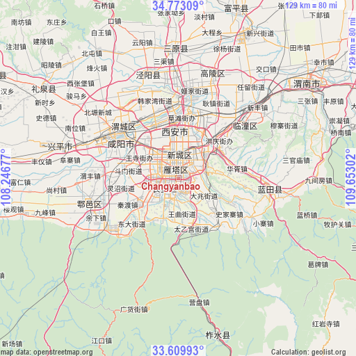 Changyanbao on map