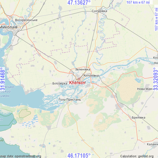 Kherson on map