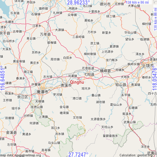 Qinghu on map