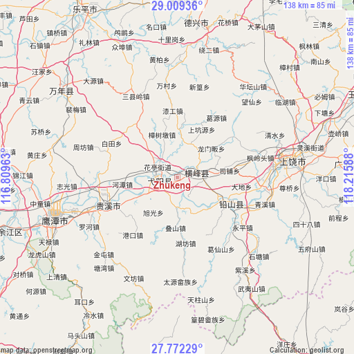 Zhukeng on map