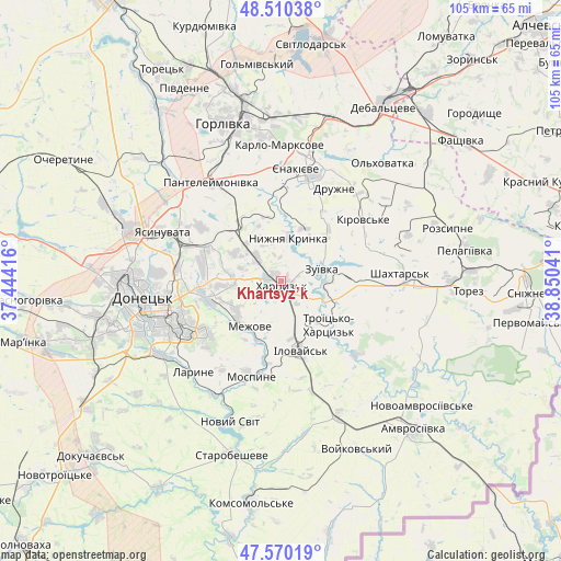 Khartsyz’k on map