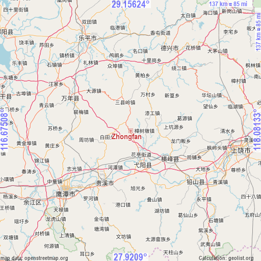 Zhongfan on map