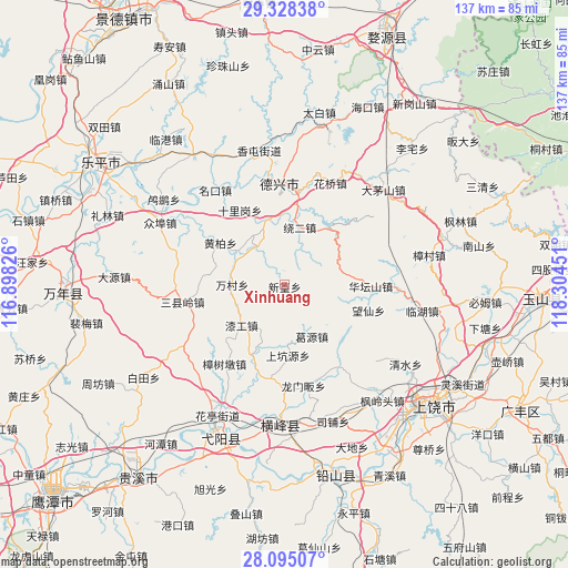 Xinhuang on map