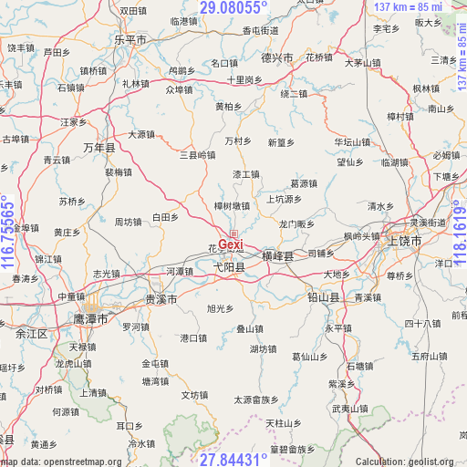 Gexi on map