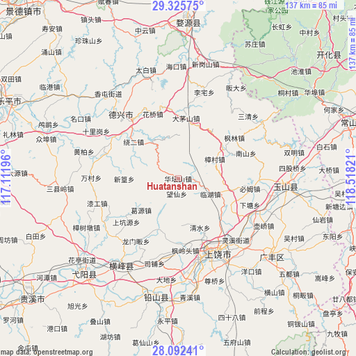 Huatanshan on map