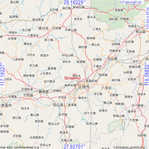 Qingshui on map