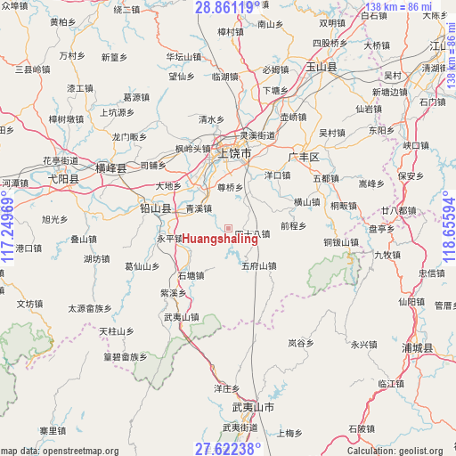 Huangshaling on map