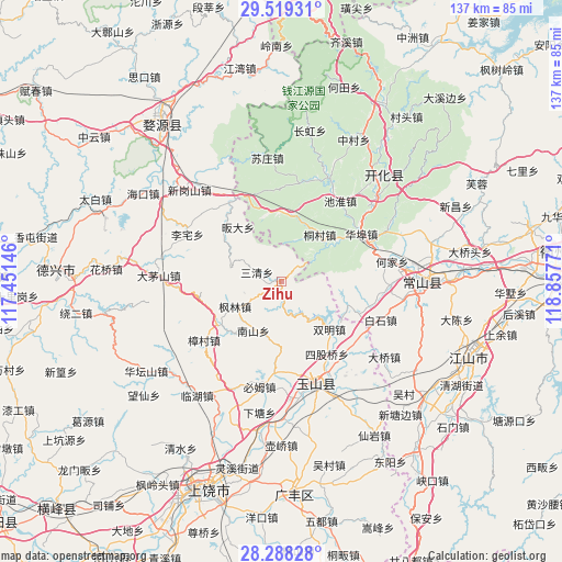 Zihu on map