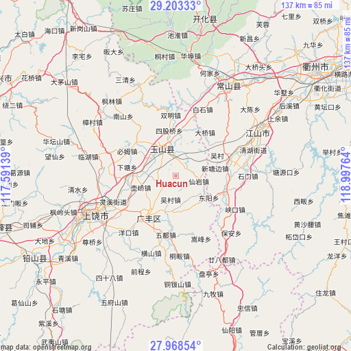 Huacun on map