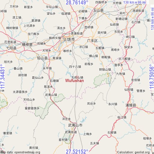 Wufushan on map