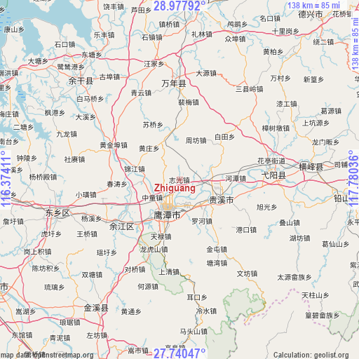 Zhiguang on map