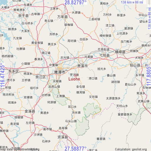 Luohe on map