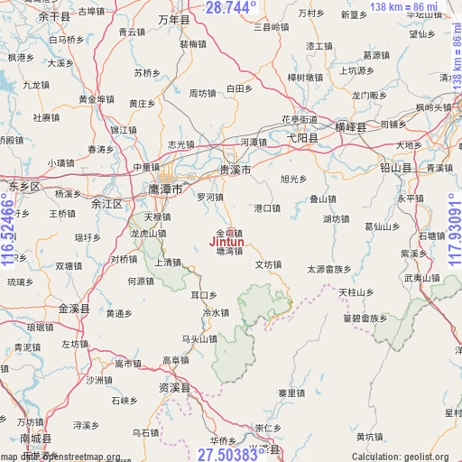 Jintun on map