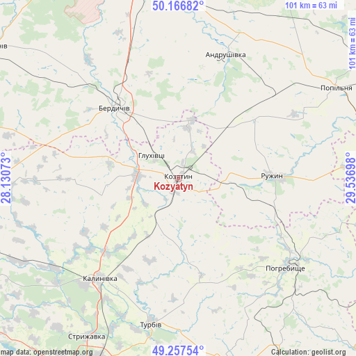 Kozyatyn on map