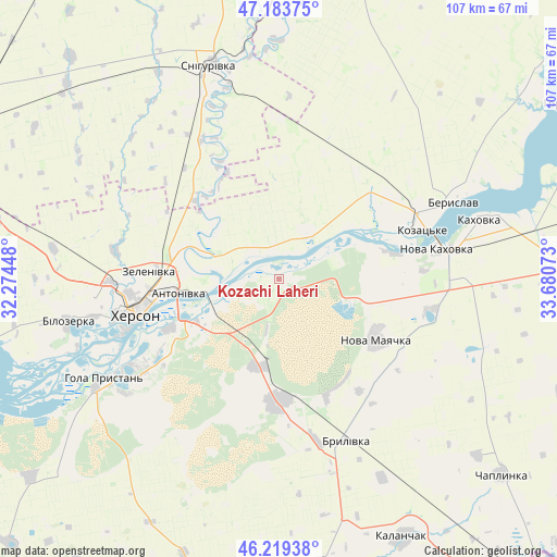 Kozachi Laheri on map