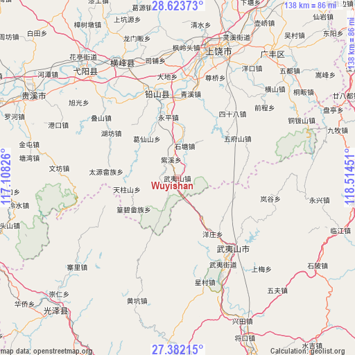 Wuyishan on map