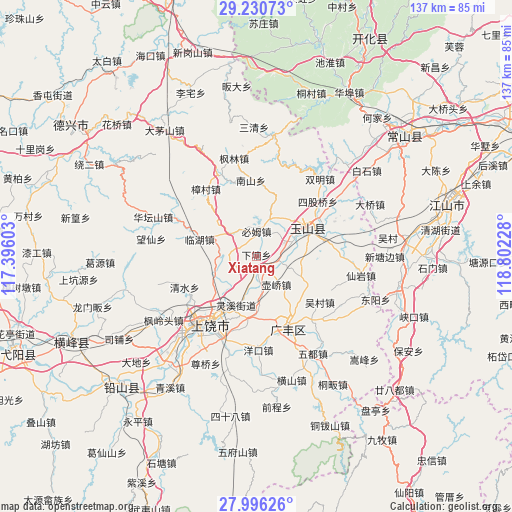 Xiatang on map