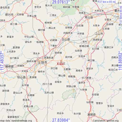 Xiaxi on map