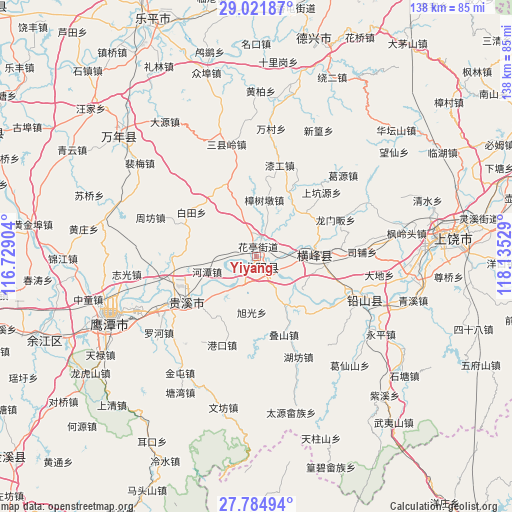 Yiyang on map