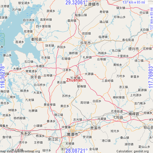 Zhushan on map