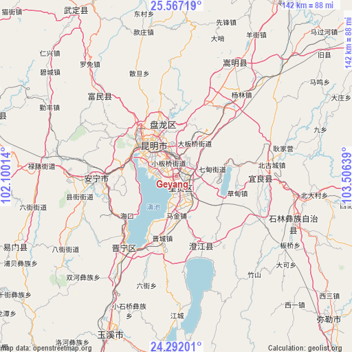 Geyang on map