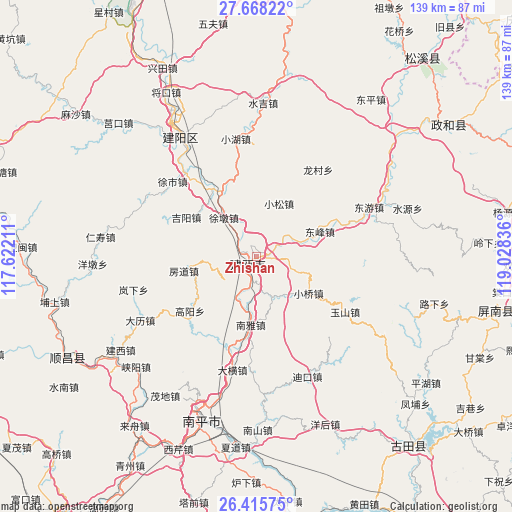 Zhishan on map