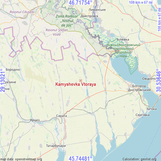 Kamyshevka Vtoraya on map