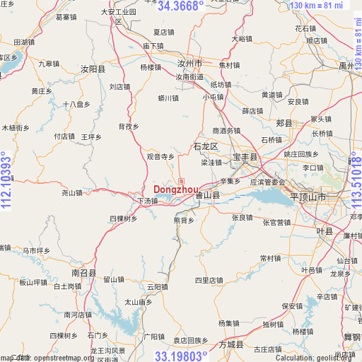 Dongzhou on map