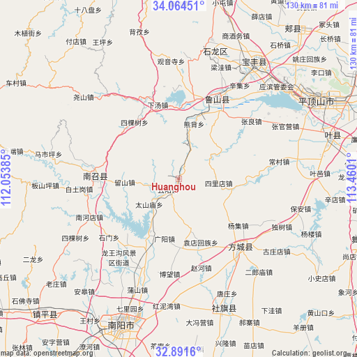 Huanghou on map