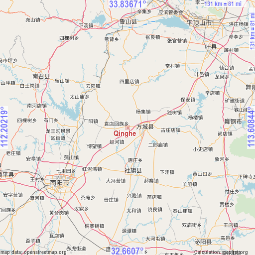 Qinghe on map