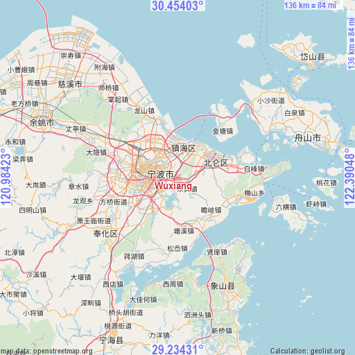 Wuxiang on map