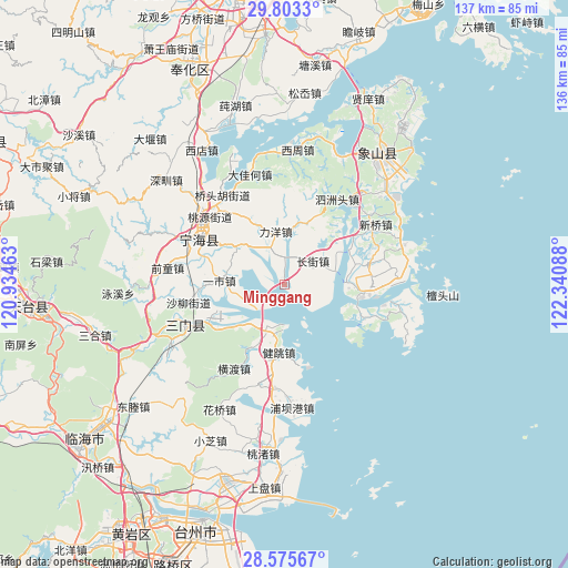 Minggang on map